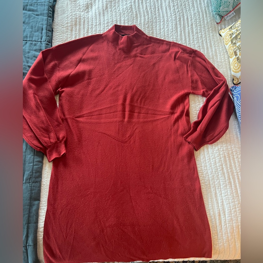 Red Long-Sleeve Sweater Dress